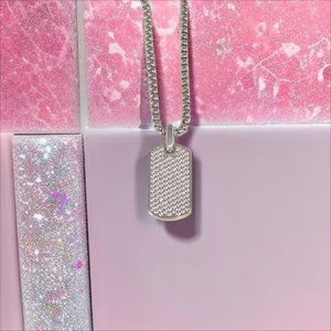 David Yurman Pendant Necklace Sleek Minimalist All Diamond Tab Shape